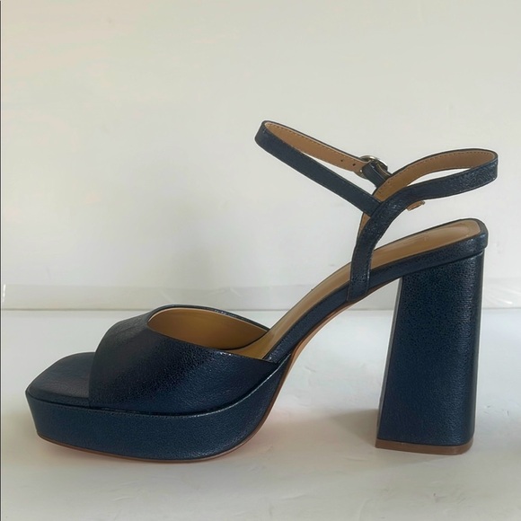 JustFab Women Navy Blue Block Heel Sandals Vintage Platform Pumps Shoes Size 10 - Picture 3 of 7